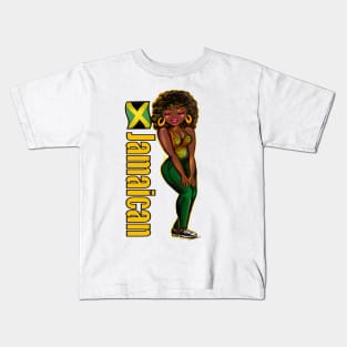 Womens Jamaican black girl woman cute funny Reggae Rasta Jamaica Kids T-Shirt